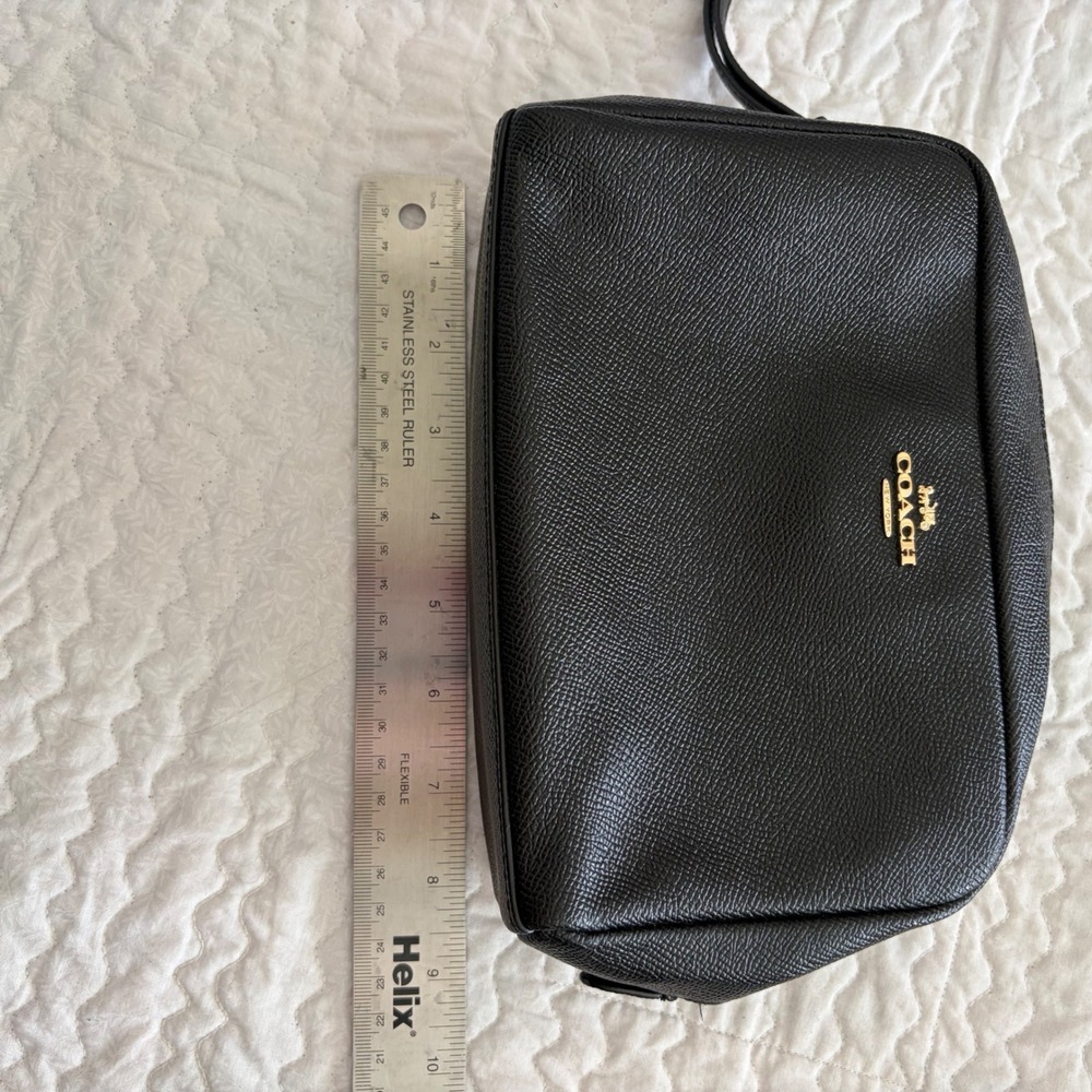 Coach Large Cosmetic Case 20 Black Crossgrain Leather Makeup Bag F24797 NEW - Picture 8 of 10